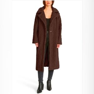 BB Dakota Steve Madden Fozzie Teddy Bear Coat Chocolate Brown Size Large NEW
